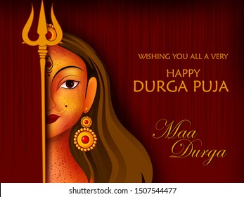 Happy Durga Puja festival of India holiday background for Dussehra and Navratri. Vector illustration