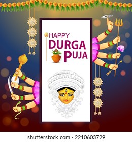 Happy Durga Puja festival India holiday background. Vector illustration