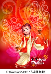 Happy Durga Puja festival India holiday background. Vector illustration