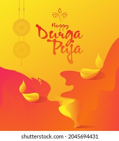 Happy Durga Puja Greeting Background Template Design Vector Illustration
