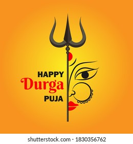 Happy Durga Puja greeting card poster, Durga maa, vector illustration