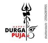 Happy Durga Puja, Hindu goddess durga face vector illustration design.