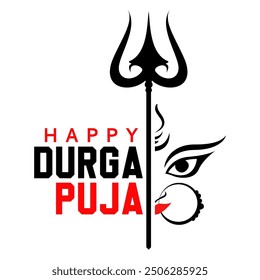 Happy Durga Puja, Hindu goddess durga face vector illustration design.