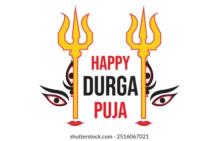 Happy Durga Puja, Hindu goddess durga face vector illustration design.eps10