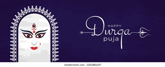 Happy Durga Puja illustrations. Durga Face. Happy Navratri