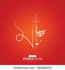 Happy Durga Puja illustrations. Durga Face. Happy Navratri