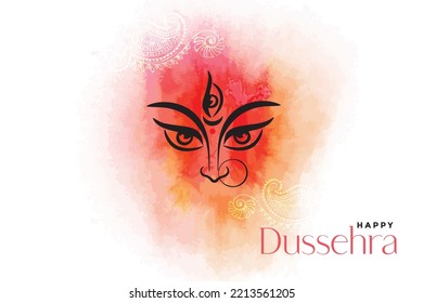 Happy Durga Puja illustrations. Goddess Maa Durga Face - Vector Illustration.