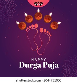 Happy Durga puja Indian festival banner template.