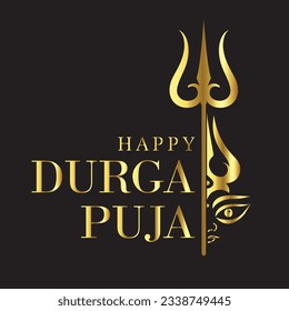 Happy Durga Puja indian festival card design, happy subh navratri vector illustration.