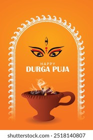 feliz Durga Puja Indian Festival Subh Navratri cartaz vetor