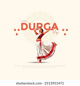 Happy Durga Puja indian God durga in Durga Puja Subh Navratri background. vector illustration.