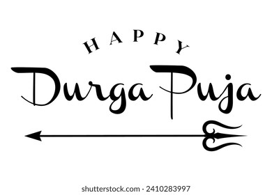 Happy Durga Puja lettering hindu festival vector illustration.