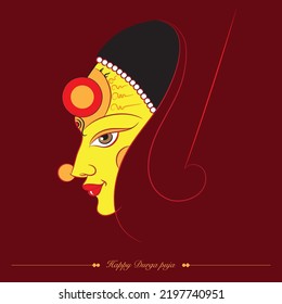happy durga puja durga maa face illustration