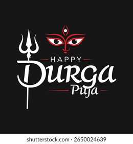 Happy Durga Puja Maa Face Typography Vector Design .