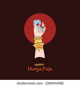 happy durga puja maa durga hand vector illustration