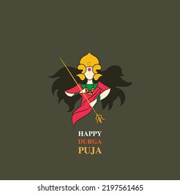 happy durga puja durga maa vector illustration