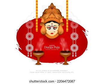 Happy Durga puja and happy Navratri cultural hindu festival background vector