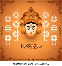 Happy Durga puja and happy Navratri cultural hindu festival background vector