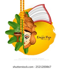 Happy Durga puja and Navratri cultural hindu festival celebration background vector