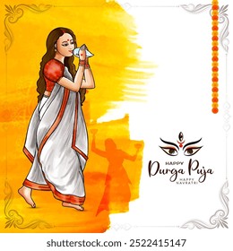 Happy Durga puja and Navratri cultural Indian festival background vector
