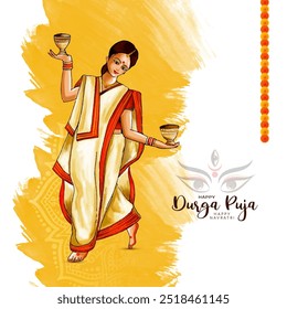 Happy Durga puja and Navratri Indian festival decorative background vector