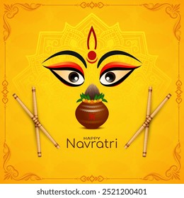 Happy Durga puja and Navratri Indian festival elegant greeting card vector