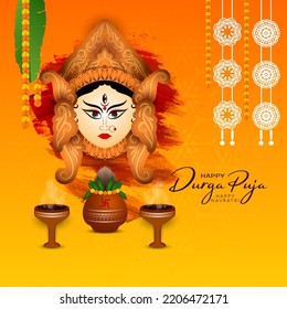 Happy Durga puja and happy Navratri religious Indian festival background vector