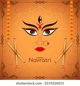 Happy Durga puja and Navratri religious festival celebration background vector