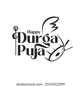 Happy Durga Puja Texto Tipografia Design Template