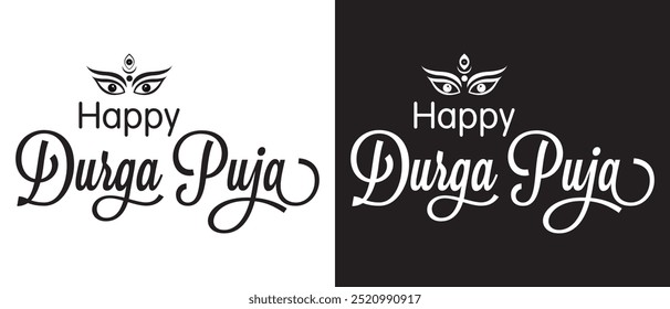 Happy Durga Puja Text Typografie Design-Vorlage. 10 EPS
