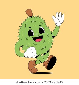 Personagem feliz Durian acenando mascote