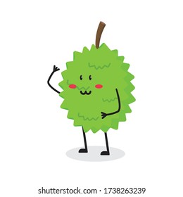 happy durian fruit cute character mascot vector design