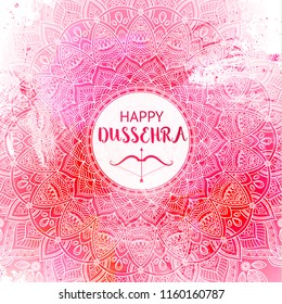 Happy Dussehra background decorated with ornamental floral mandala