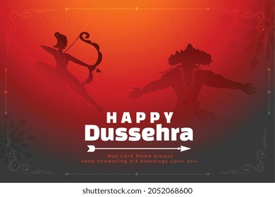 Happy Dussehra Background With Lord Rama Killing Raavan