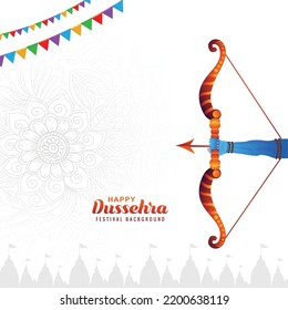 Happy dussehra bow and arrow festival greeting card background