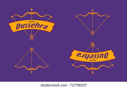 Happy Dussehra with bow, Can be used as Poster, Banner or Flyer design for Indian Festival celebration.