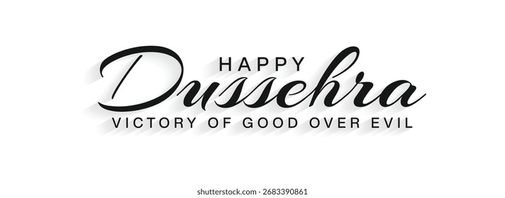 Feliz Dussehra Caligrafia Tipografia Texto isolado em branco, fundo de saudação Vijayadashami, modelo de festival indiano