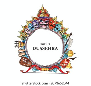 Happy dussehra celebration angry ravan with ten heads card design