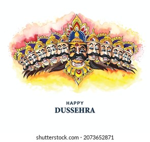 Happy dussehra celebration angry ravan with ten heads card design