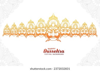 Happy dussehra celebration angry ravan with ten heads sketch design