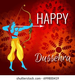 Happy Dussehra celebration background with different elements, Can be used as Poster, Banner or Flyer design for Indian Festival concept.