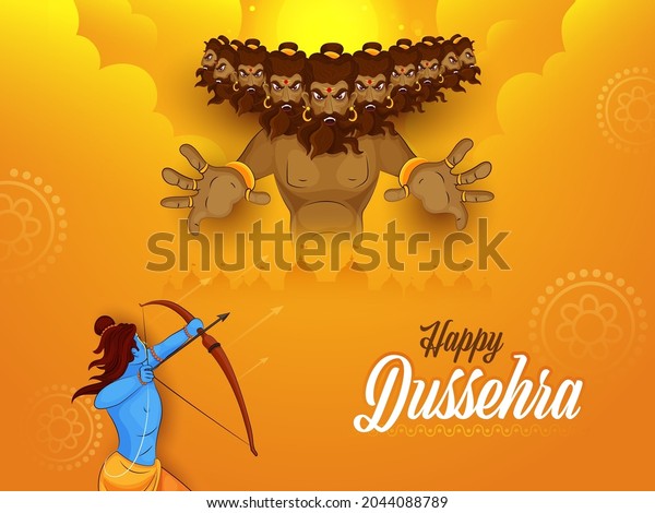 Happy Dussehra Celebration Background Lord Rama Stock Vector (Royalty ...