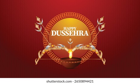 Banner feliz celebração dussehra com arco e flecha