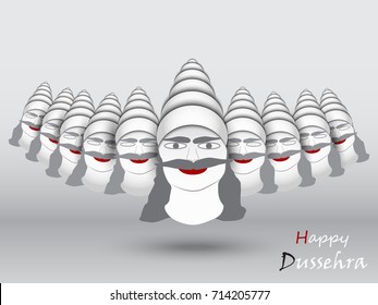 Happy Dussehra celebration banner for Indian festival Ravana with ten heads for Dussehra background...