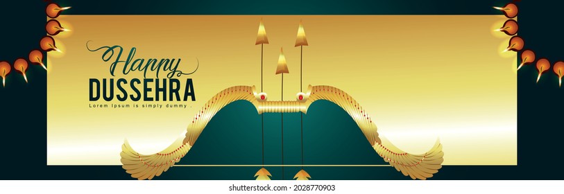 Happy dussehra celebration banner with vector illustration  