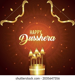 Happy dussehra celebration greeting card with vector illustration