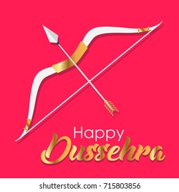 Happy Dussehra celebrations. Indian festival vector illustration with bow and arrow. Creative festive and decorative elements.