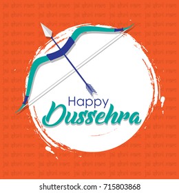Happy Dussehra celebrations. Indian festival vector illustration with bow and arrow. Creative festive and decorative elements.