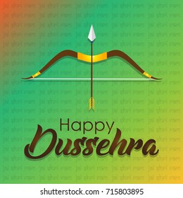 Happy Dussehra celebrations. Indian festival vector illustration with bow and arrow. Creative festive and decorative elements.