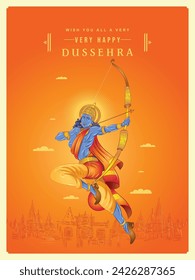 Happy Dussehra Creative banner design template. Vector illustration of Lord Shree Ram. 